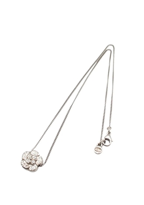 CHANEL Pre-Owned 2009 CC Silver Plated Rhinestone Camellia Necklace costume necklace