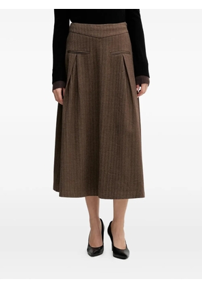 Hoss Intropia herringbone-pattern pleat midi skirt - Brown