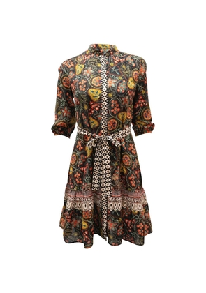 Saloni floral-print shirt dress - Black