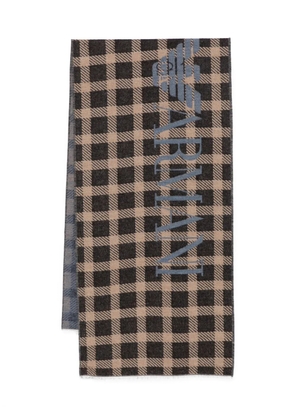 Emporio Armani check-pattern logo scarf - Black