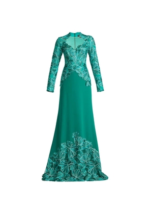 Tadashi Shoji floral long-sleeve maxi dress - Green
