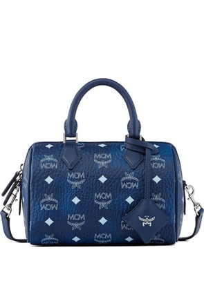 MCM small Ella Boston Visetos monogram tote bag - Blue
