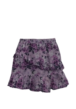 LoveShackFancy floral-print ruffle mini skirt - Purple