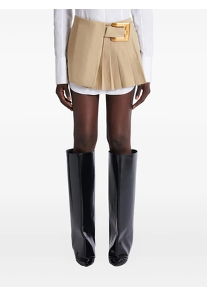 Balmain belt pleated mini skirt - Neutrals