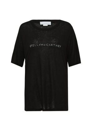 Stella McCartney beads-embellishment logo T-Shirt - Black