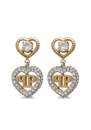 Philipp Plein heart-charm drop earrings - Gold