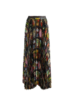 alice + olivia Katz pleated printed maxi skirt - Black