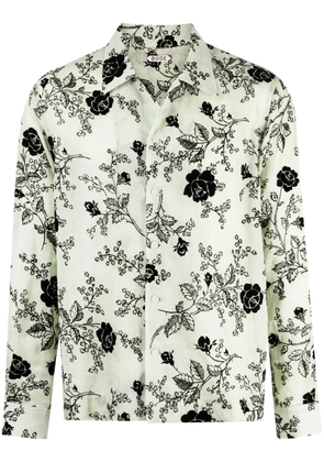 BODE Sweetunia-print flocked shirt - Green