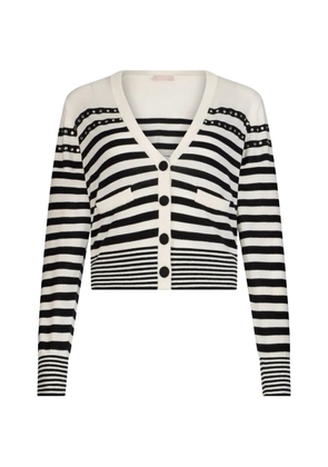 LIU JO striped jewel appliqués cardigan - White