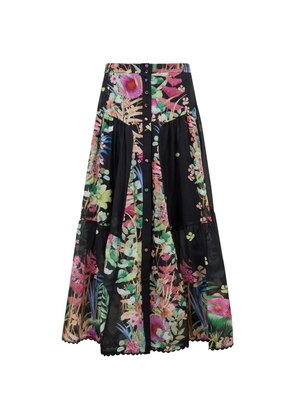 Charo Ruiz Ibiza floral-print buttoned maxi skirt - Black