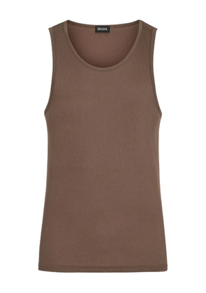 Zegna ribbed cotton-blend tank top - Brown