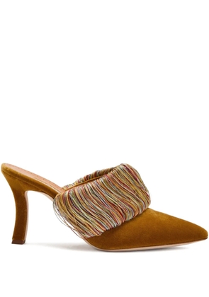 Manolo Blahnik 90mm Caldean fringed mules - Brown