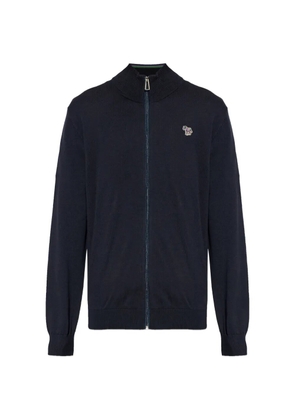 PS Paul Smith zebra-logo zip-up cardigan - Blue