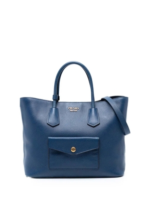 Prada Pre-Owned 2013-2025 Saffiano Cuir Front Pocket Convertible Tote satchel - Blue