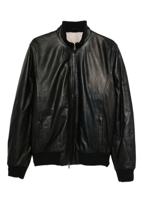 Barba zip-fastening leather jacket - Black