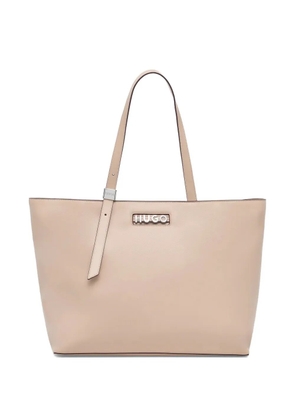 HUGO belt-buckle logo tote bag - Neutrals