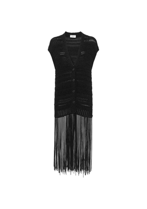 Laneus fringed knit cardigan - Black