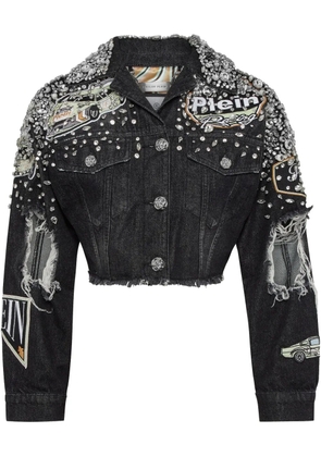 Philipp Plein crystal-embellished denim jacket - Black
