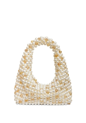 0711 medium Jodie beaded clutch bag - Neutrals