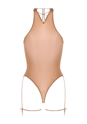 Maison Close French Kiss Light halter-neck thong bodysuit - Neutrals