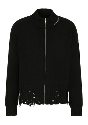Marni zip-up distressed cardigan - Black