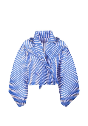 Issey Miyake pleated striped jacket - Blue