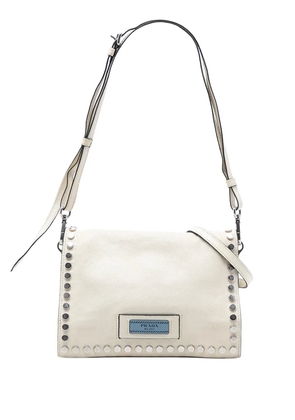 Prada Pre-Owned 2021-2025 Glace Calfskin Studded Etiquette Flap shoulder bag - White