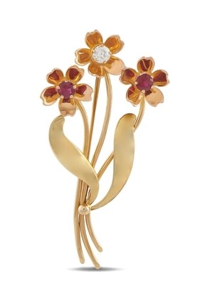 Tiffany & Co. Pre-Owned diamond and ruby flower brooch - Gold