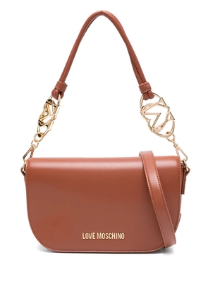 Love Moschino logo-lettering chain-link shoulder bag - Brown