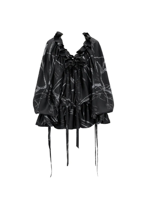 Ann Demeulemeester ruffled printed mini dress - Black