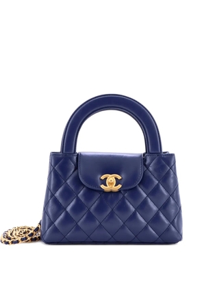 CHANEL Pre-Owned Kelly Top Handle Shopping Bag Quilted Shiny Aged Calfskin Mini satchel - Blue