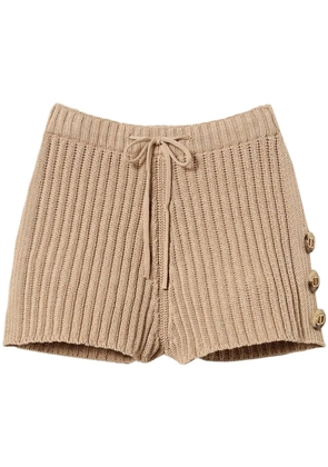 TWINSET button-detail ribbed-knit shorts - Brown
