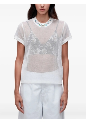 Osklen crystal-embellished mesh T-shirt - White