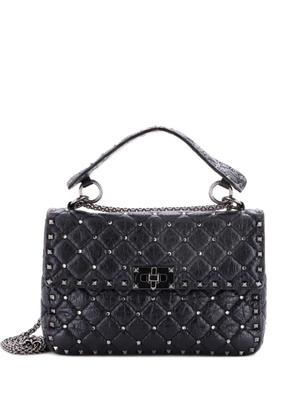 Valentino Garavani Pre-Owned Rockstud Spike Flap Bag Crystal Embellished Quilted Leather Medium shoulder bag - Black