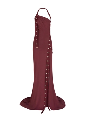 The Attico halterneck button-detail dress - Red