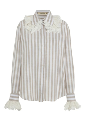 Lethicia Bronstein striped lace-trimmed shirt - Neutrals