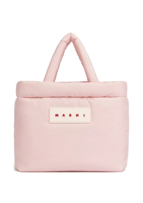 Marni padded logo-patch tote bag - Pink