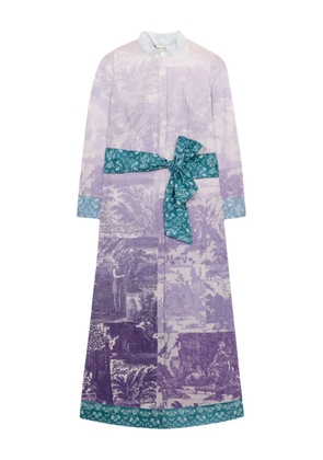 Pierre-Louis Mascia Diomedes landscape-print belted shirt dress - Purple