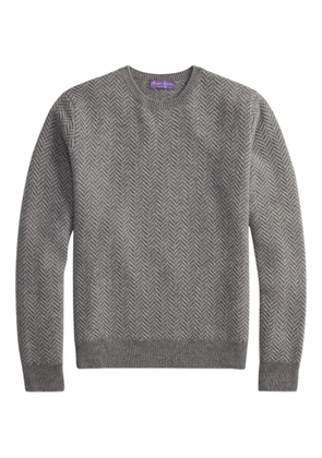 Ralph Lauren Purple Label herringbone-pattern crew-neck sweater - Grey