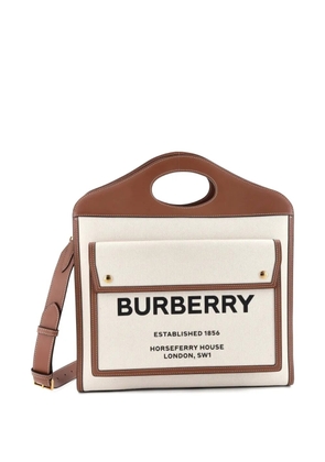 Burberry Pre-Owned Logo Pocket Tote Canvas with Leather Medium crossbody bag - Brown