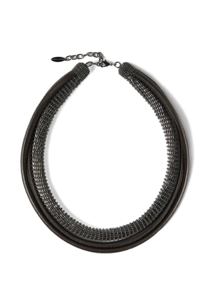 Brunello Cucinelli leather precious necklace - Black