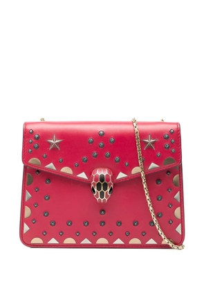 Bvlgari Pre-Owned 2010-2026 Small Studded Leather Laser Cut Square Serpenti Forever Chain crossbody bag - Red