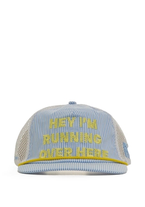 ALEX ZONO striped embroidered trucker hat - White