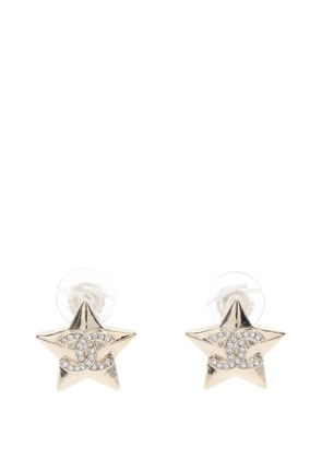 CHANEL Pre-Owned 2024-2025 CC Gold Plated Rhinestone Star Clip On Earrings costume earrings