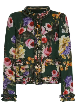 Dolce & Gabbana floral-print silk jacket - Green