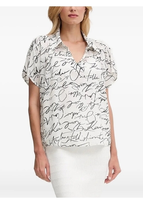 Karl Lagerfeld script-print short-sleeve top - White