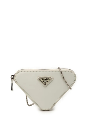Prada Pre-Owned 2013-2025 Mini Brushed Leather Triangle Chain Pouch crossbody bag - White