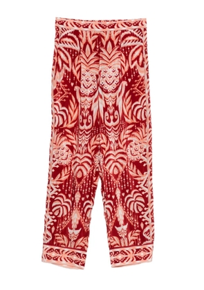 FARM Rio Tropical Tapestry pleated ikat trousers - Red