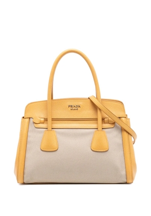 Prada Pre-Owned 2010-2025 Saffiano Cuir Trimmed Canapa satchel - Brown