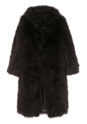 Liska press-stud shearling coat - Brown